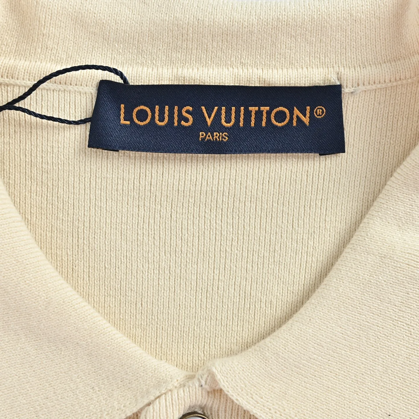 Louis Vuitton/Louis Vuitton leather label color block knitted Polo sweater